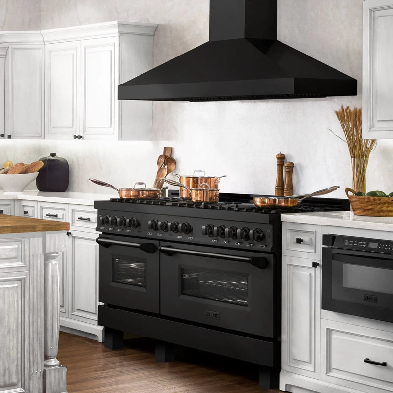 ZLINE 60" Dual Fuel Range, Black Stainless, Brass Burners, RAB-60 by Farmhouse Kitchen and Bath