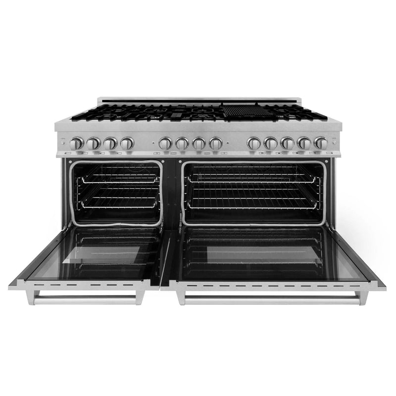 ZLINE 60" Dual Fuel Range, DuraSnow Stainless, RAS-SN-60 by Farmhouse Kitchen and Bath