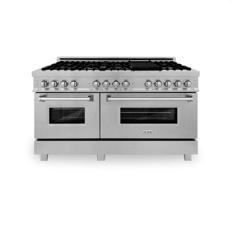 ZLINE 60" Dual Fuel Range, DuraSnow Stainless, RAS-SN-60 by Farmhouse Kitchen and Bath