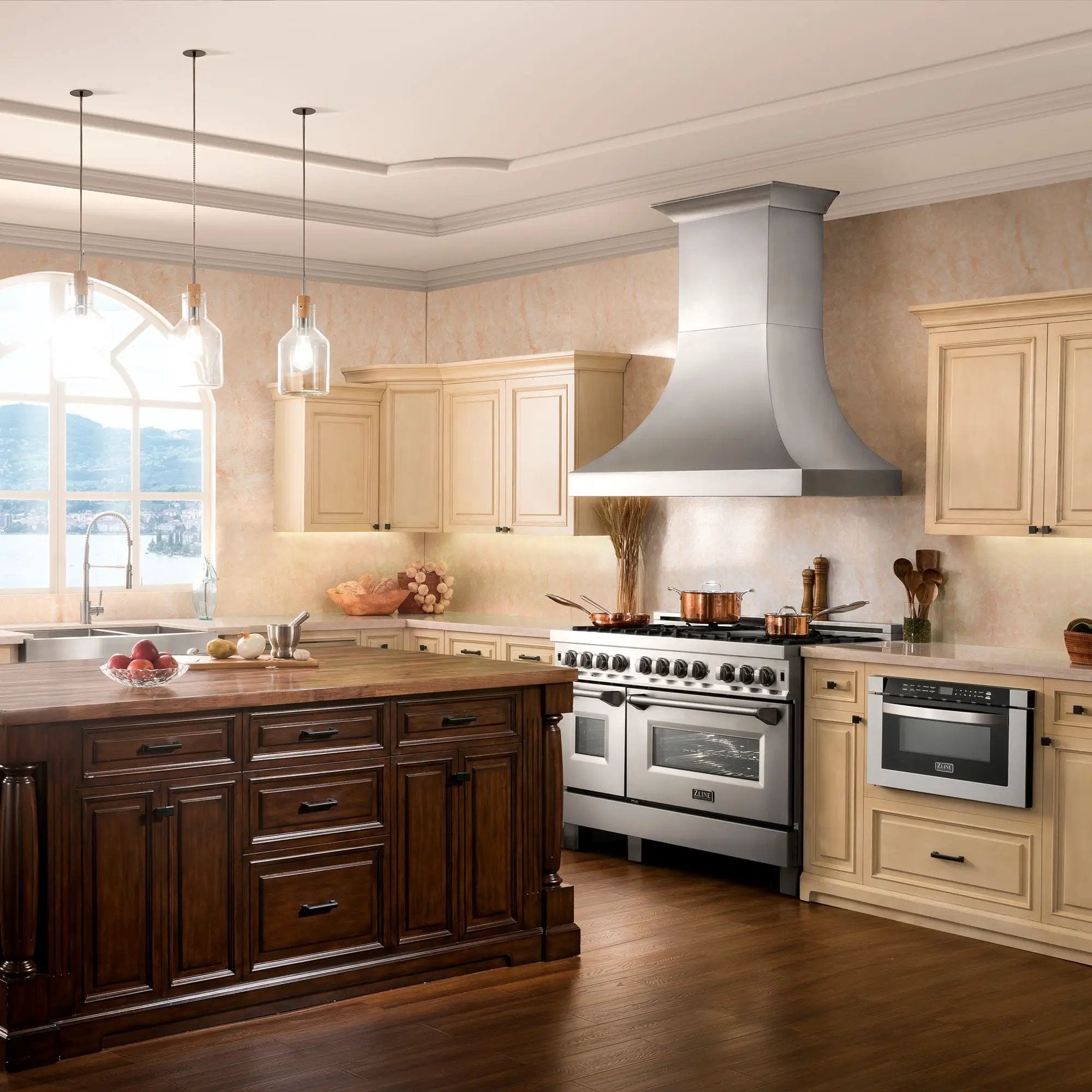 ZLINE 60" Dual Fuel Range, Snow Stainless, Brass Burners, RAS-SN-BR-60 by Farmhouse Kitchen and Bath