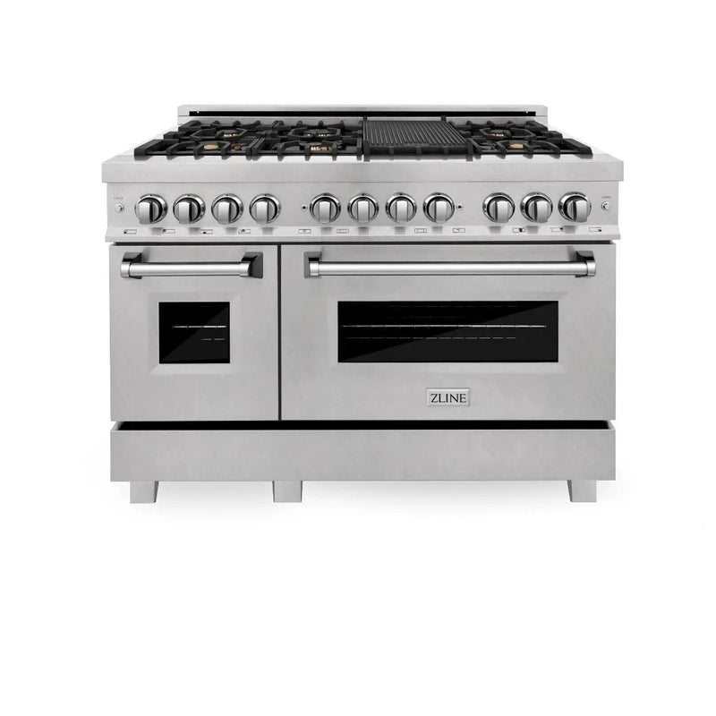 ZLINE 60" Dual Fuel Range, Snow Stainless, Brass Burners, RAS-SN-BR-60 by Farmhouse Kitchen and Bath
