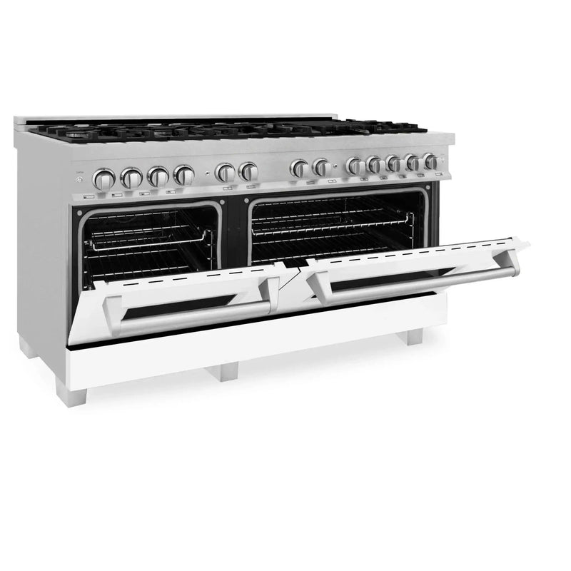 ZLINE 60" Dual Fuel Range Snow Stainless, White Matte Door, RAS-WM-60 by Farmhouse Kitchen and Bath