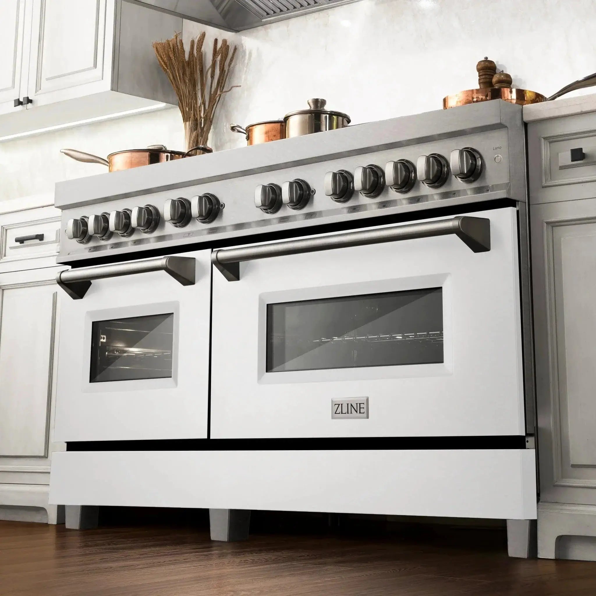 ZLINE 60" Dual Fuel Range Snow Stainless, White Matte Door, RAS-WM-60 by Farmhouse Kitchen and Bath