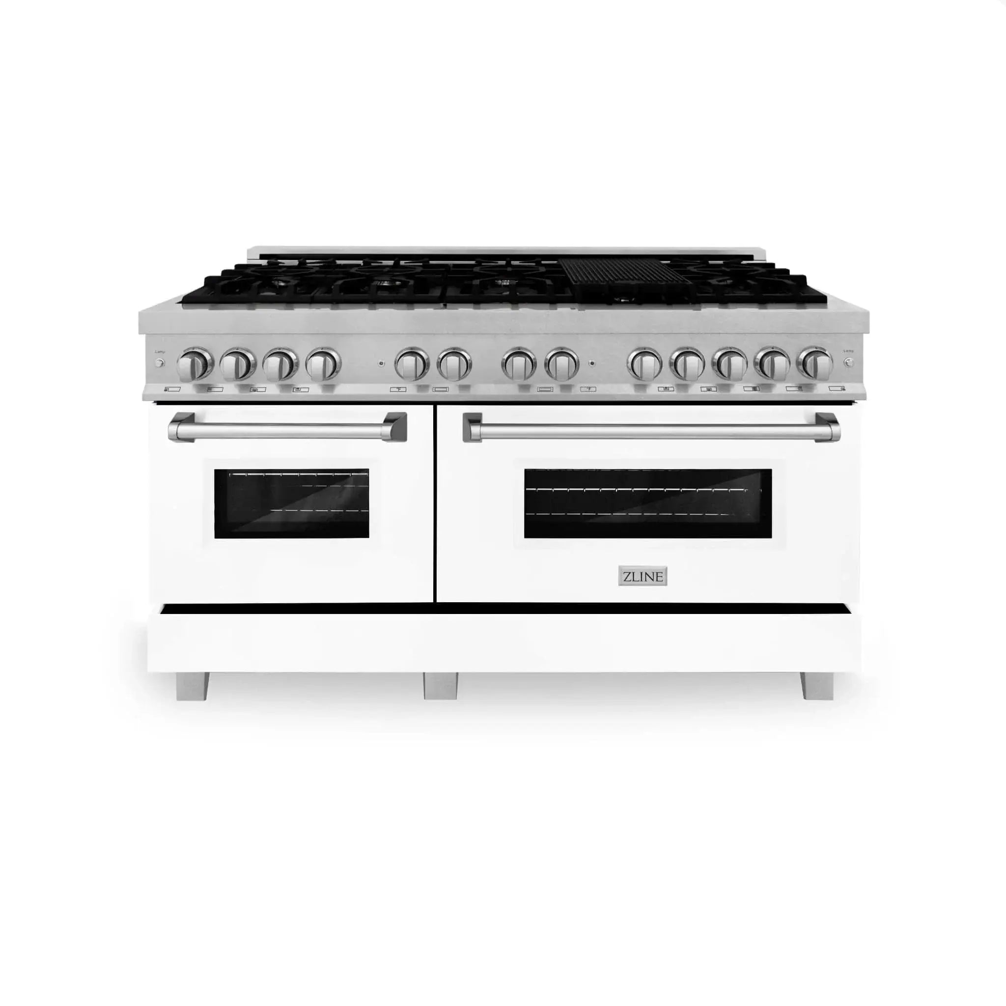 ZLINE 60" Dual Fuel Range Snow Stainless, White Matte Door, RAS-WM-60 by Farmhouse Kitchen and Bath
