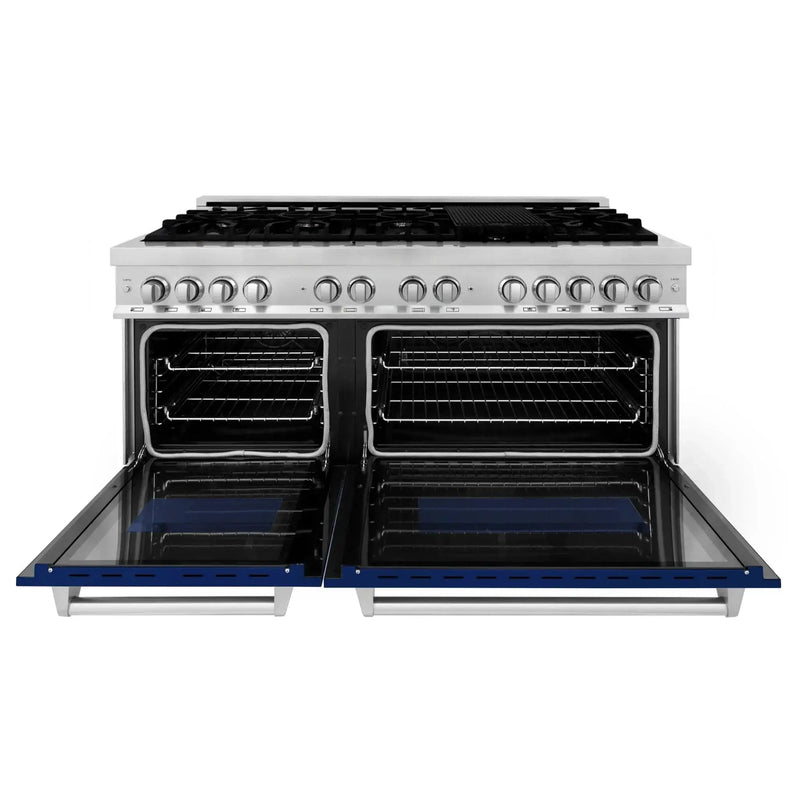 ZLINE 60" Professional Dual Fuel Range with Blue Matte Door, RA-BM-60 by Farmhouse Kitchen and Bath