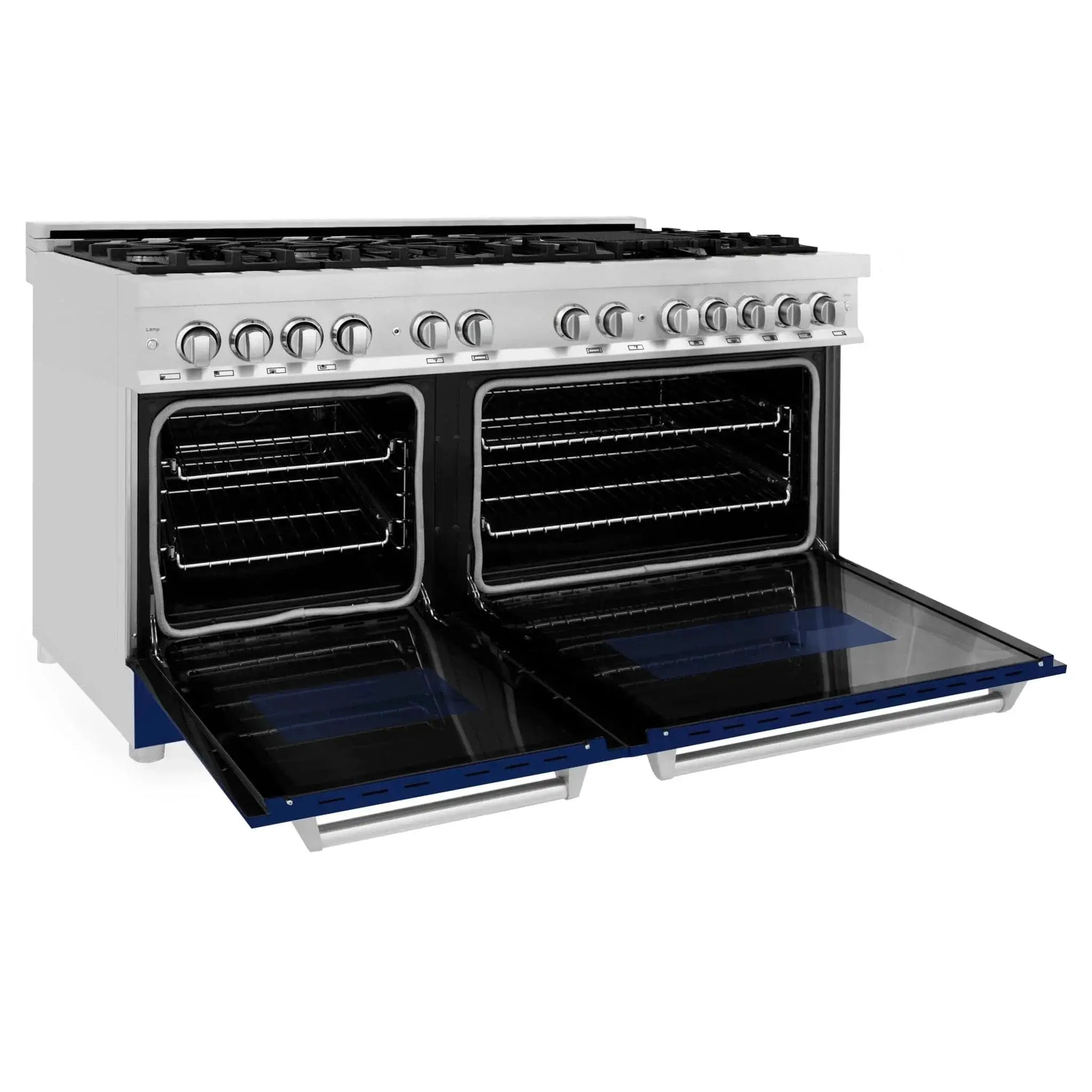 ZLINE 60" Professional Dual Fuel Range with Blue Matte Door, RA-BM-60 by Farmhouse Kitchen and Bath