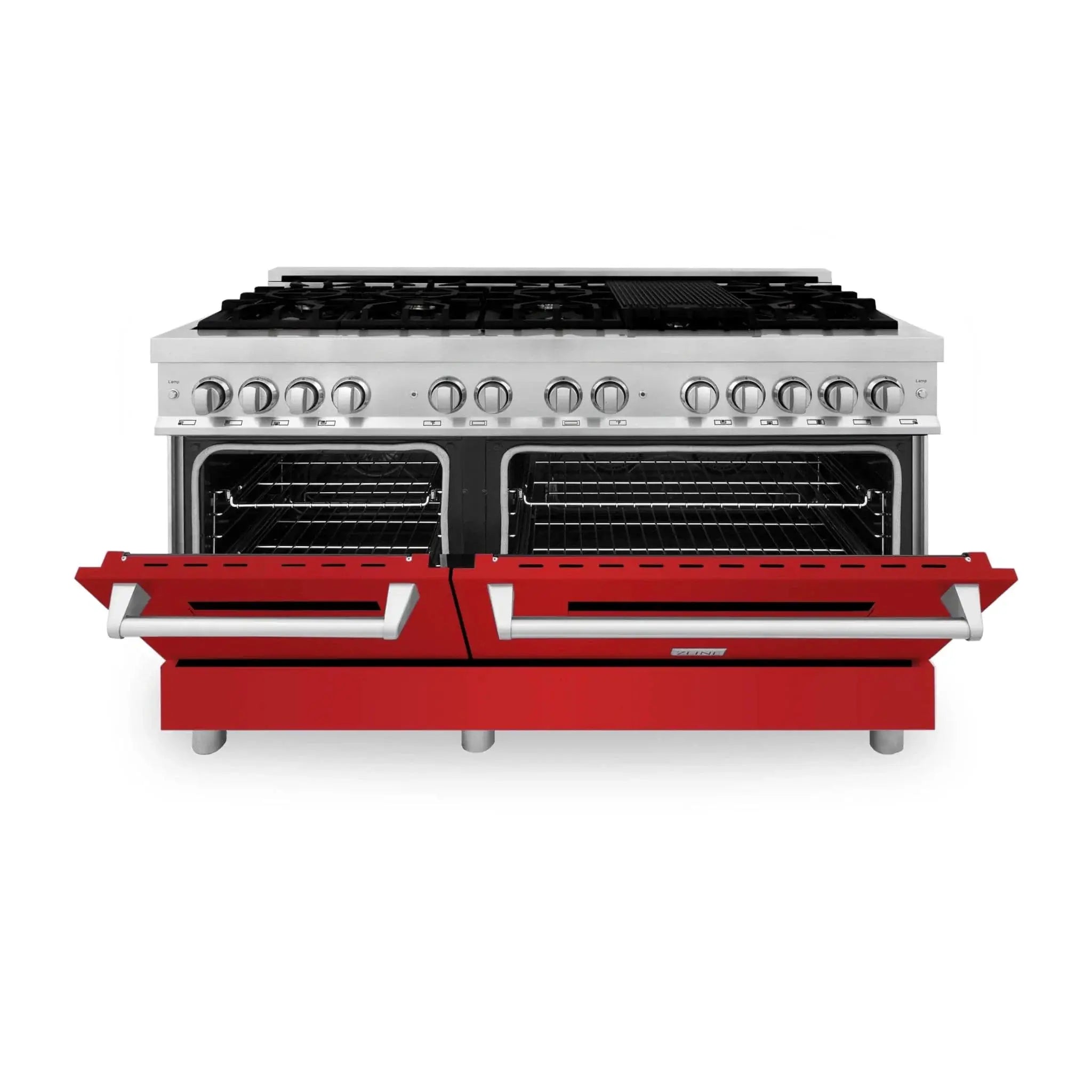 ZLINE 60" Professional Dual Fuel Range with Red Matte Door, RA-RM-60 by Farmhouse Kitchen and Bath