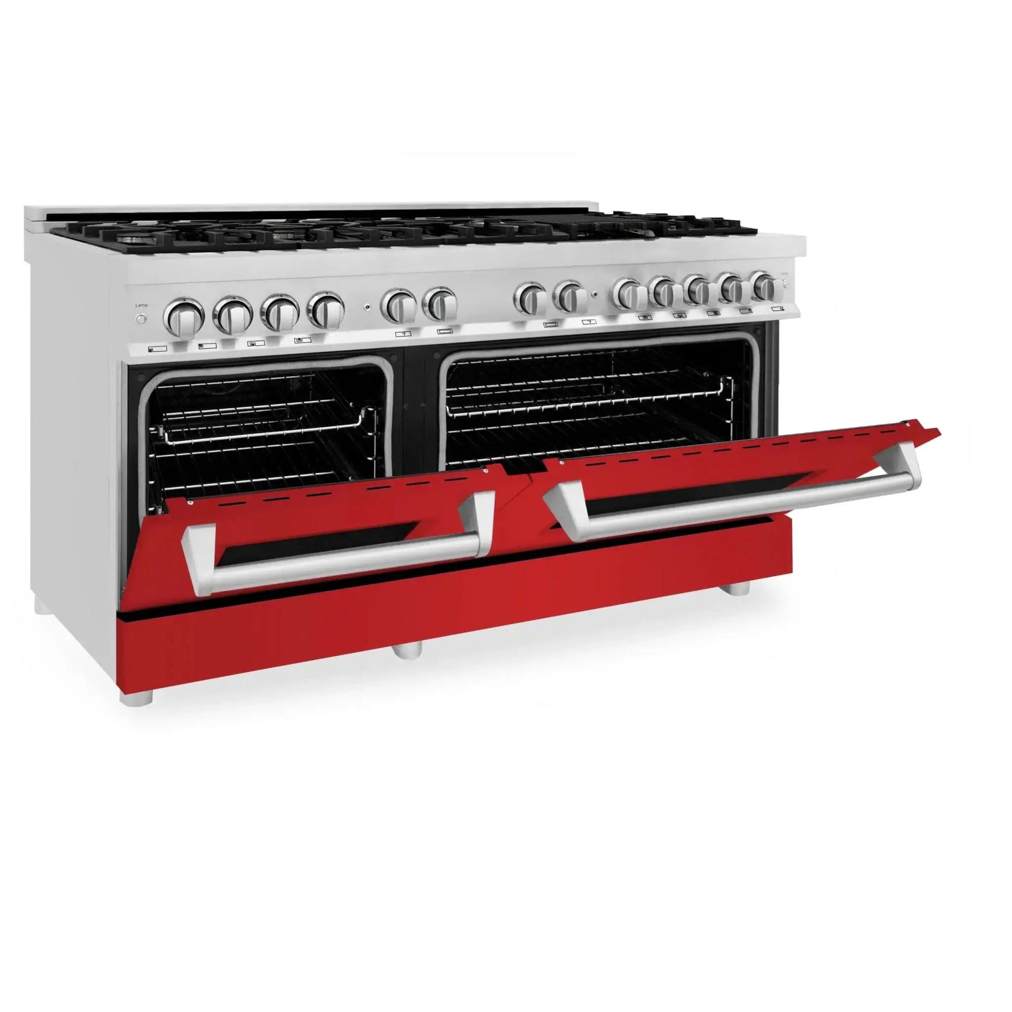 ZLINE 60" Professional Dual Fuel Range with Red Matte Door, RA-RM-60 by Farmhouse Kitchen and Bath