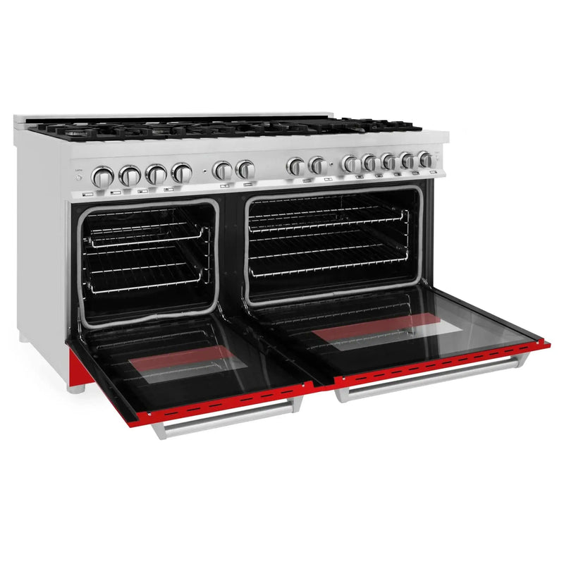 ZLINE 60" Professional Dual Fuel Range with Red Matte Door, RA-RM-60 by Farmhouse Kitchen and Bath