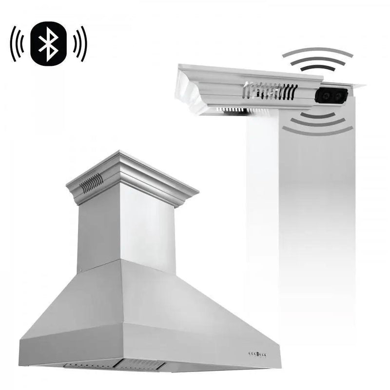 ZLINE 60" Professional Wall Range Hood, Built-in CrownSound® Bluetooth Speakers, 667CRN-BT-60 by Farmhouse Kitchen and Bath