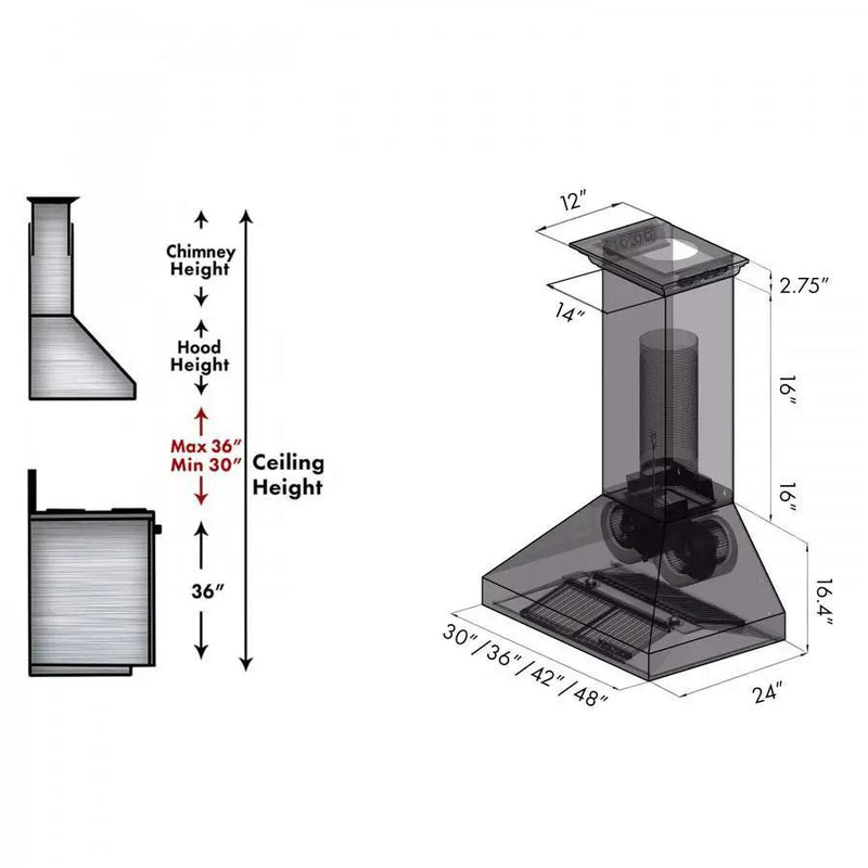 ZLINE 60" Professional Wall Range Hood, Built-in CrownSound® Bluetooth Speakers, 667CRN-BT-60 by Farmhouse Kitchen and Bath