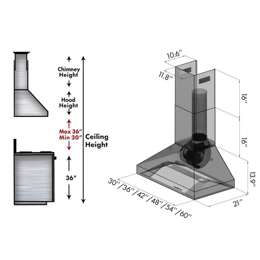 ZLINE 60" Professional Wall Range Hood, Stainless Steel, 597CRN-60 by Farmhouse Kitchen and Bath