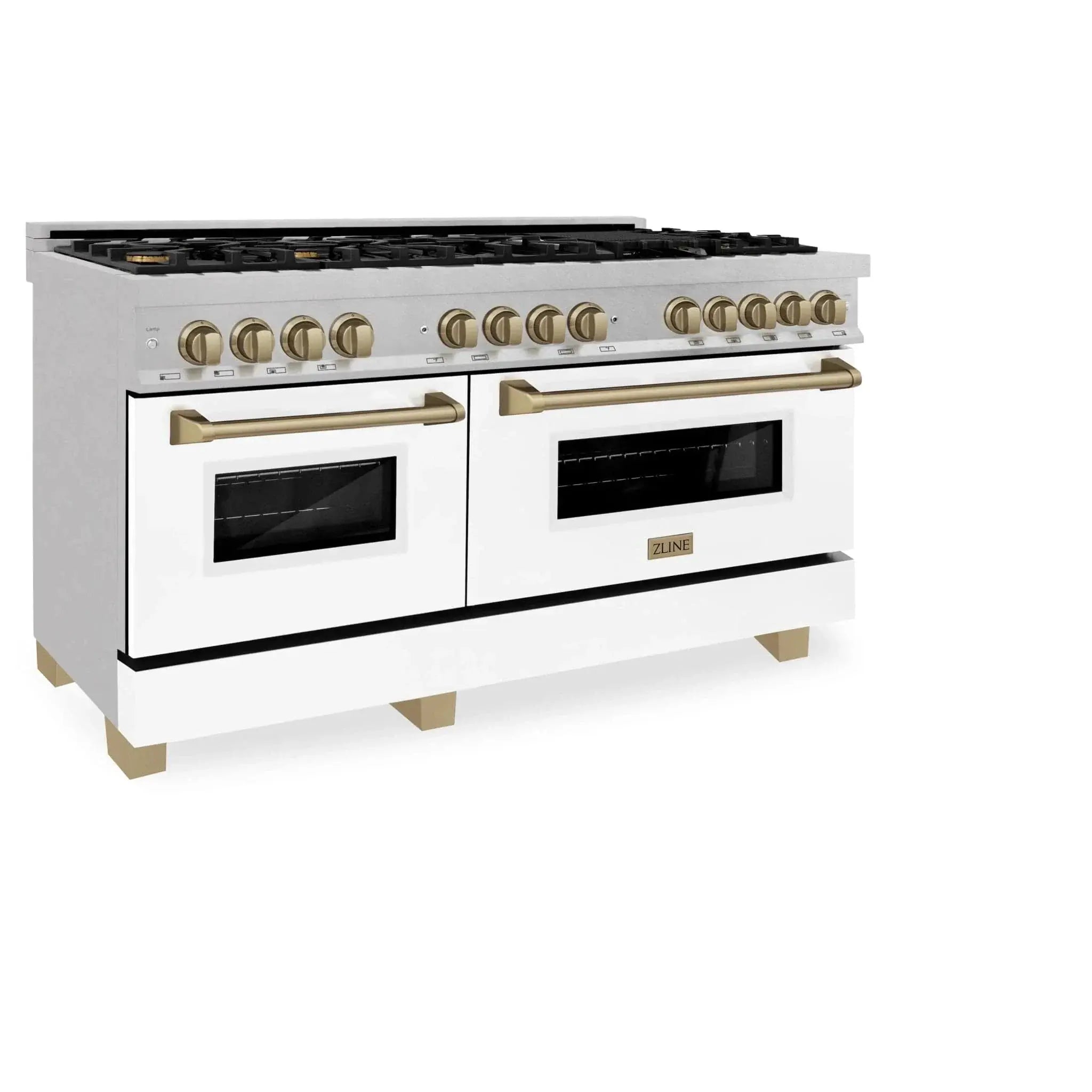 ZLINE 60"Autograph Range Dual Fuel, DuraSnow, White Door,RASZ-WM-60-G by Farmhouse Kitchen and Bath