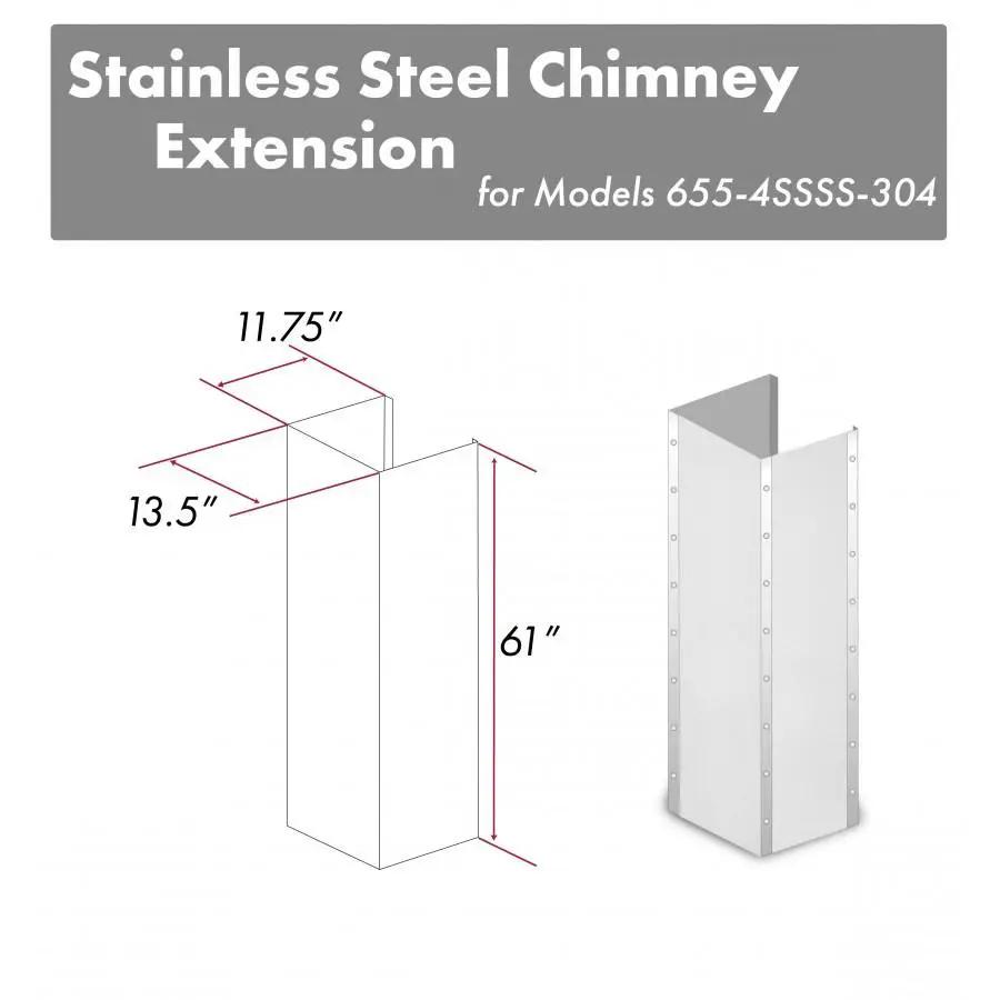 ZLINE 61" Extended Chimney and Crown, 655-4SSSS-36-304-E by Farmhouse Kitchen and Bath