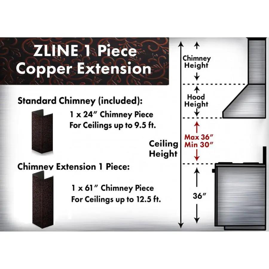 ZLINE 61" Extended Chimney and Crown, 8KBH-E by Farmhouse Kitchen and Bath