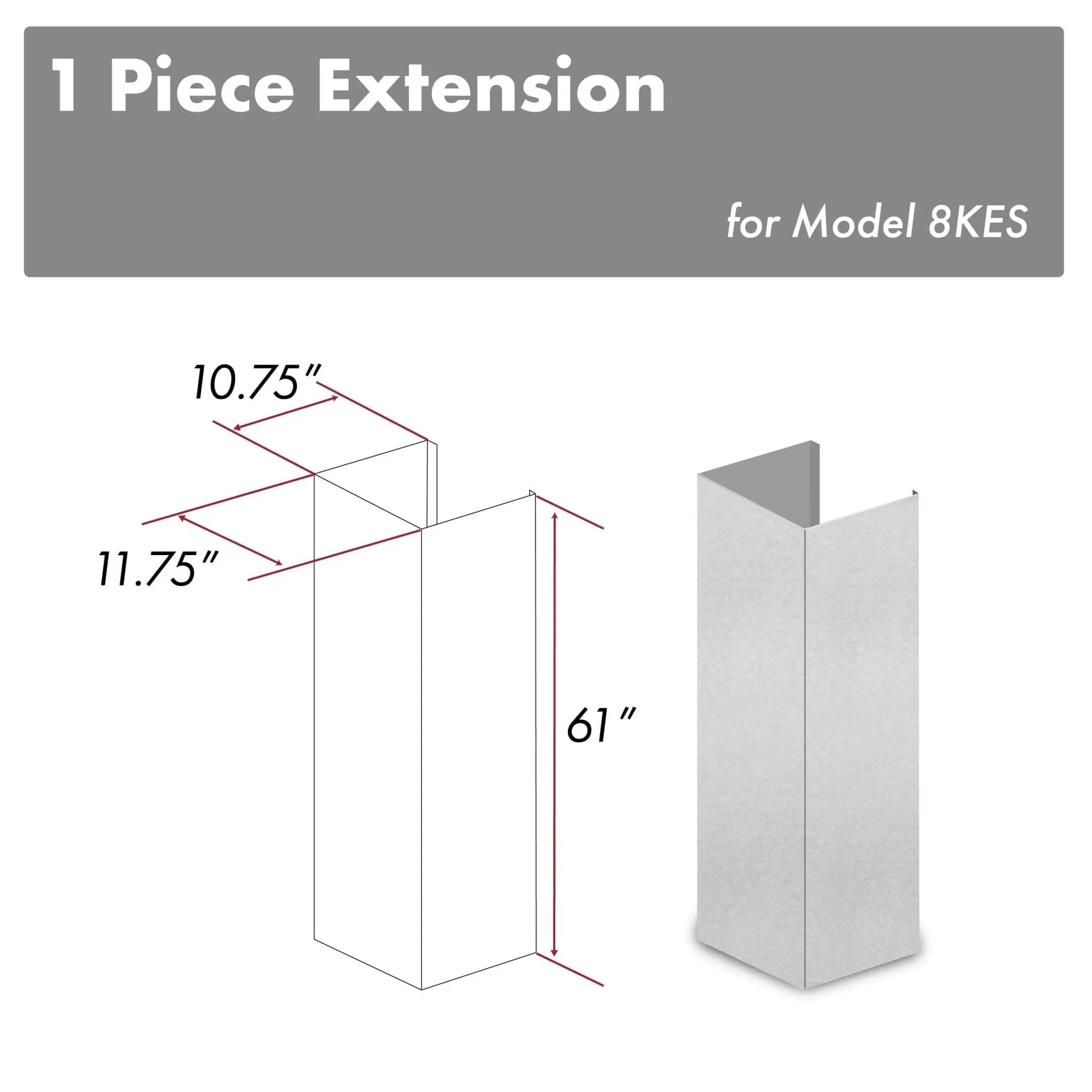 ZLINE 61" Snow Finished Stainless Steel Chimney Extension For Ceilings Up To 12.5 Ft. (8KES-E) by Farmhouse Kitchen and Bath
