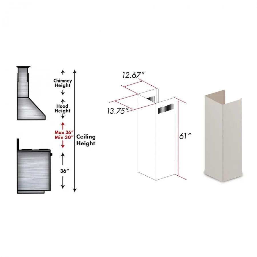 ZLINE 61" Wooden Chimney Extension for Ceilings up to 12.5', 321TT-E by Farmhouse Kitchen and Bath