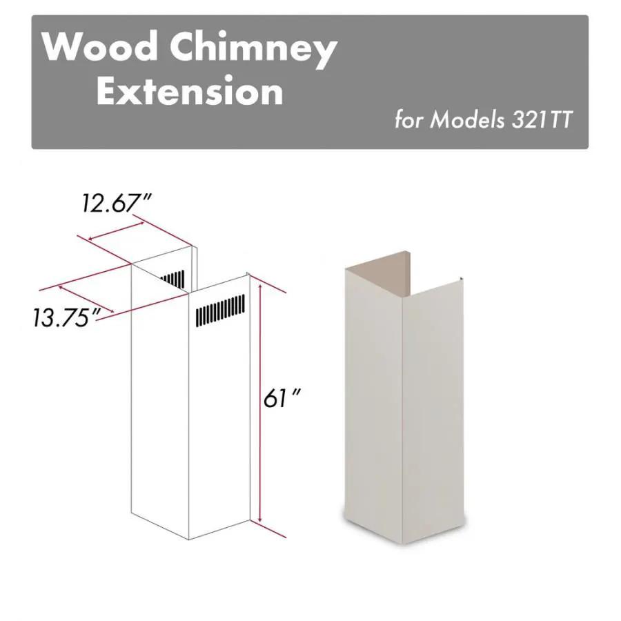 ZLINE 61" Wooden Chimney Extension for Ceilings up to 12.5', 321TT-E by Farmhouse Kitchen and Bath