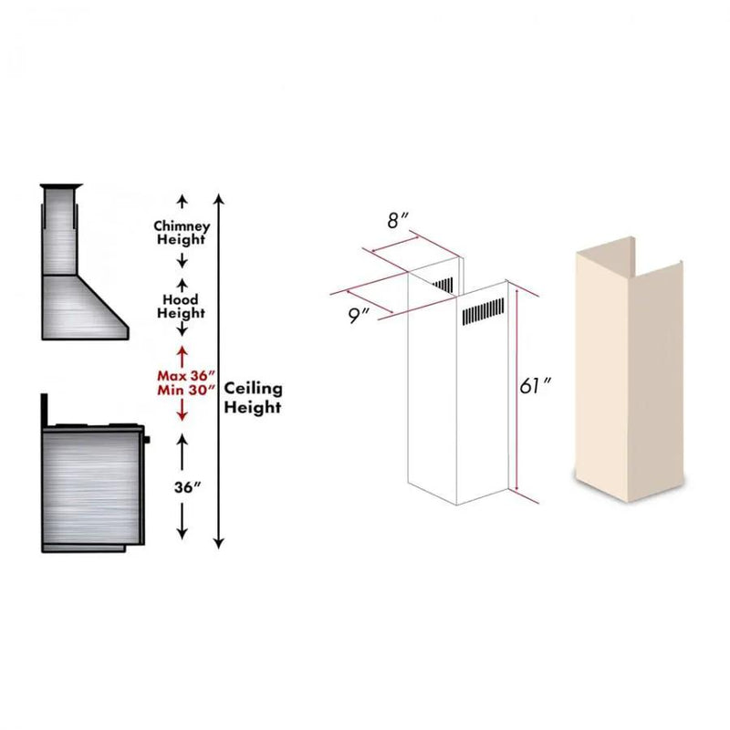 ZLINE 61" Wooden Chimney Extension for Ceilings up to 12.5', KBUF-E by Farmhouse Kitchen and Bath
