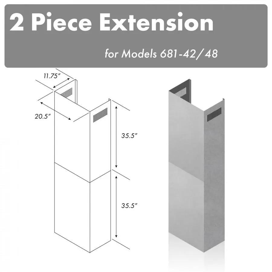 ZLINE 71" Extended Chimney, 2PCEXT-681-42/48 by Farmhouse Kitchen and Bath