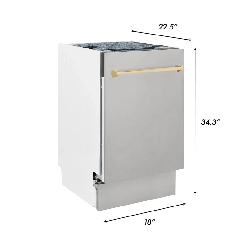 ZLINE Autograph 18" Dishwasher Stainless Door, Gold DWVZ-304-18-CB by Farmhouse Kitchen and Bath