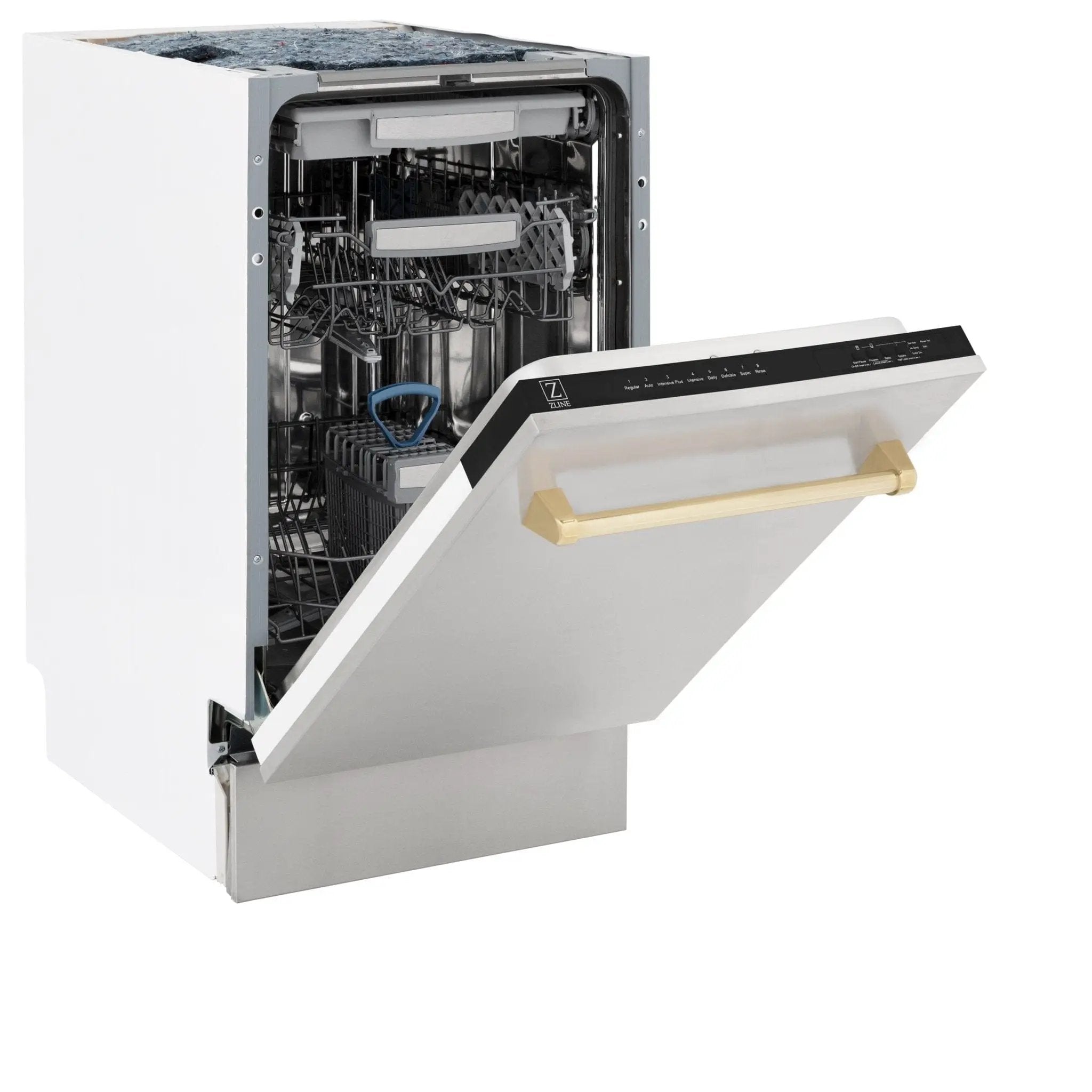 ZLINE Autograph 18" Dishwasher Stainless Door, Gold Handle DWVZ-304-18-G by Farmhouse Kitchen and Bath