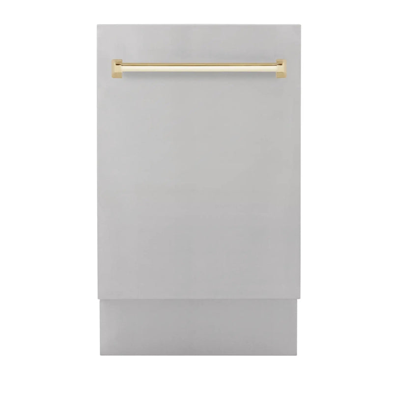ZLINE Autograph 18" Dishwasher Stainless Door, Gold Handle DWVZ-304-18-G by Farmhouse Kitchen and Bath