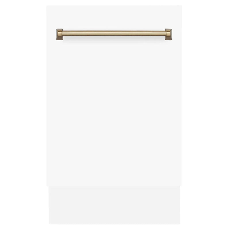 ZLINE Autograph 18" Dishwasher White Door, Bronze Handle DWVZ-WM-18-CB by Farmhouse Kitchen and Bath