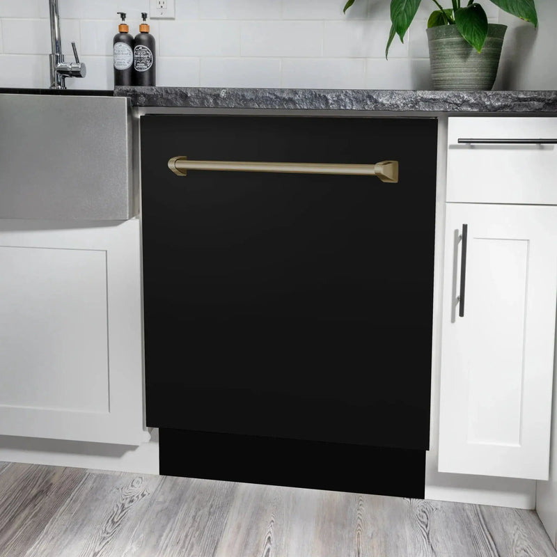 ZLINE Autograph 24" Dishwasher Black Stainless, DWVZ-BS-24-CB by Farmhouse Kitchen and Bath