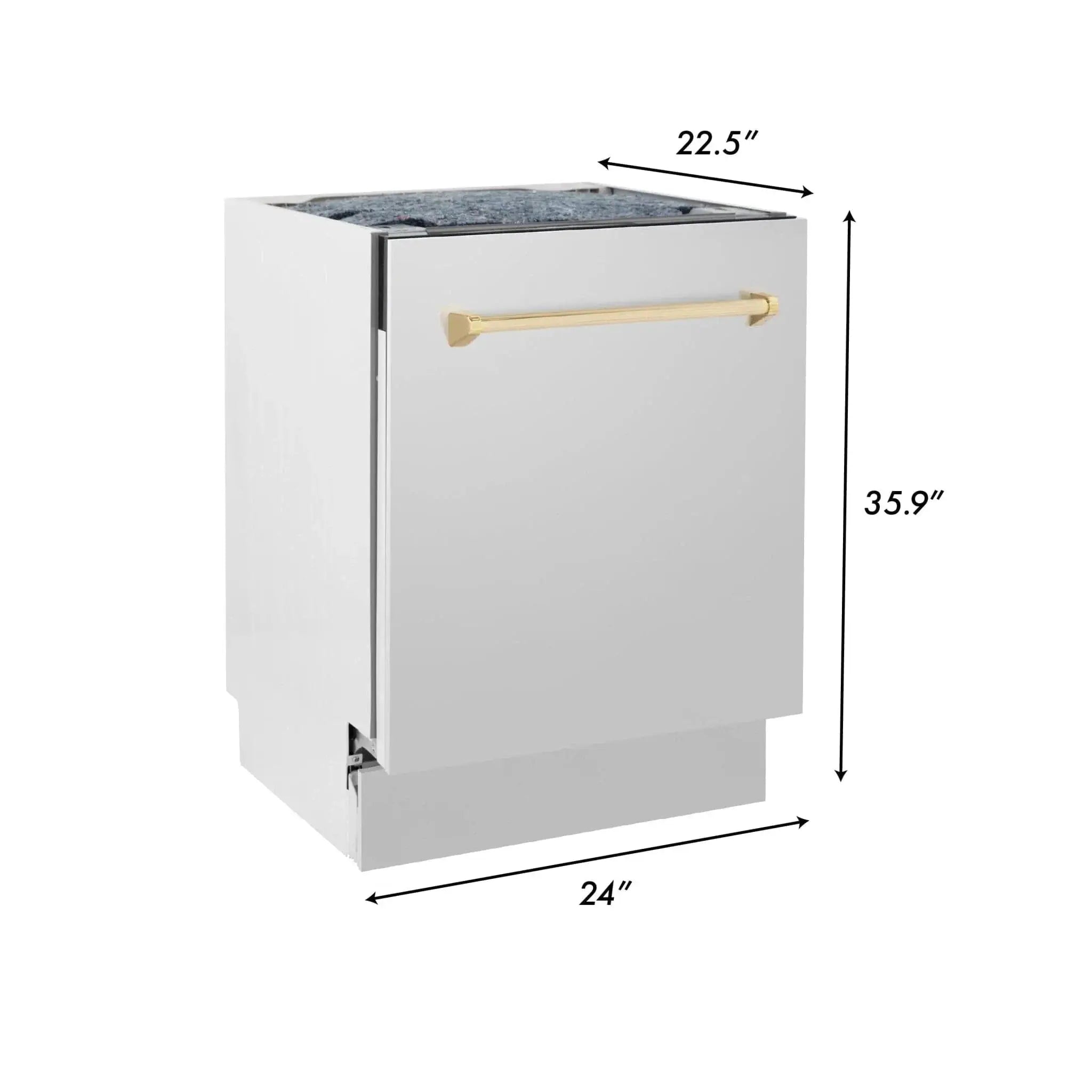 ZLINE Autograph 24" Dishwasher Stainless Door, Champagne Bronze Handle DWVZ-304-24-CB by Farmhouse Kitchen and Bath