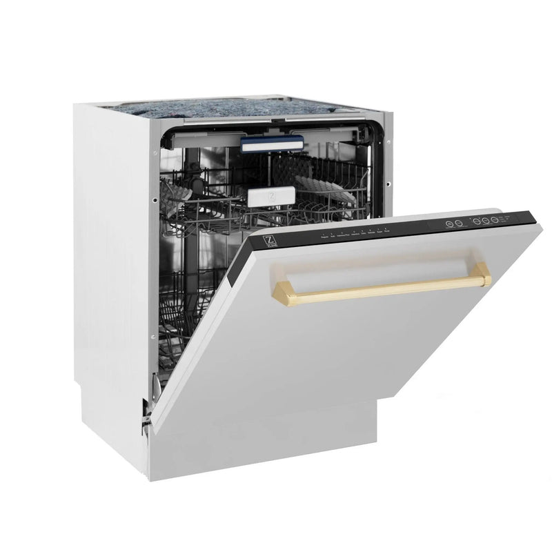 ZLINE Autograph 24" Dishwasher Stainless Door, Gold Handle DWVZ-304-24-G by Farmhouse Kitchen and Bath