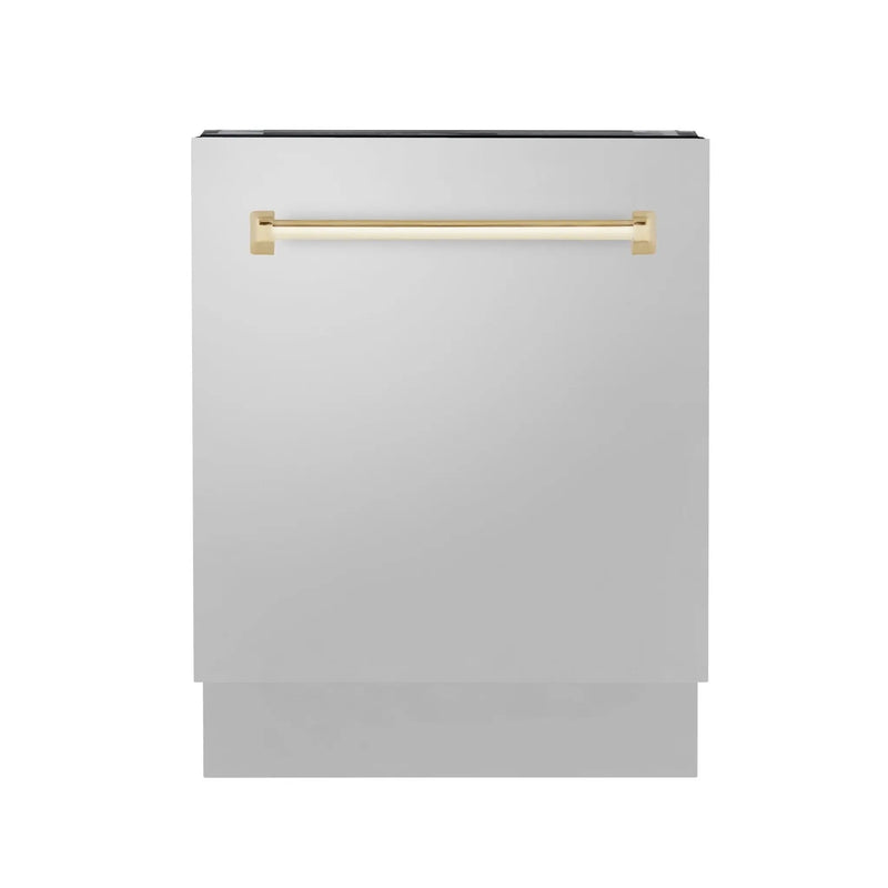 ZLINE Autograph 24" Dishwasher Stainless Door, Gold Handle DWVZ-304-24-G by Farmhouse Kitchen and Bath