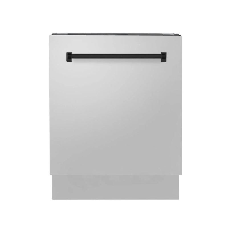 ZLINE Autograph 24" Dishwasher Stainless Door, Matte Black Handle DWVZ-304-24-MB by Farmhouse Kitchen and Bath
