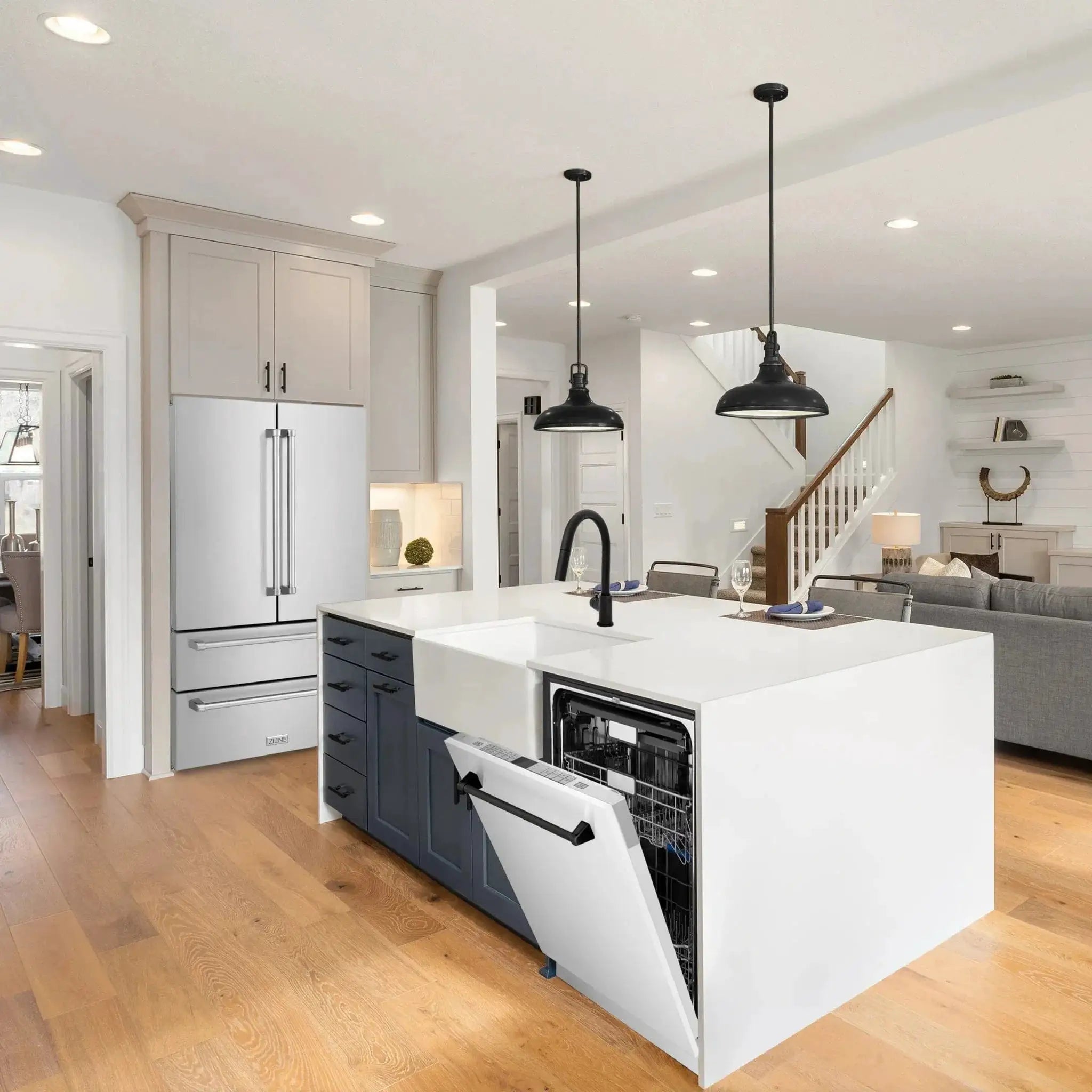ZLINE Autograph 24" Dishwasher White Door, Black Handle DWMTZ-WM-24-MB by Farmhouse Kitchen and Bath