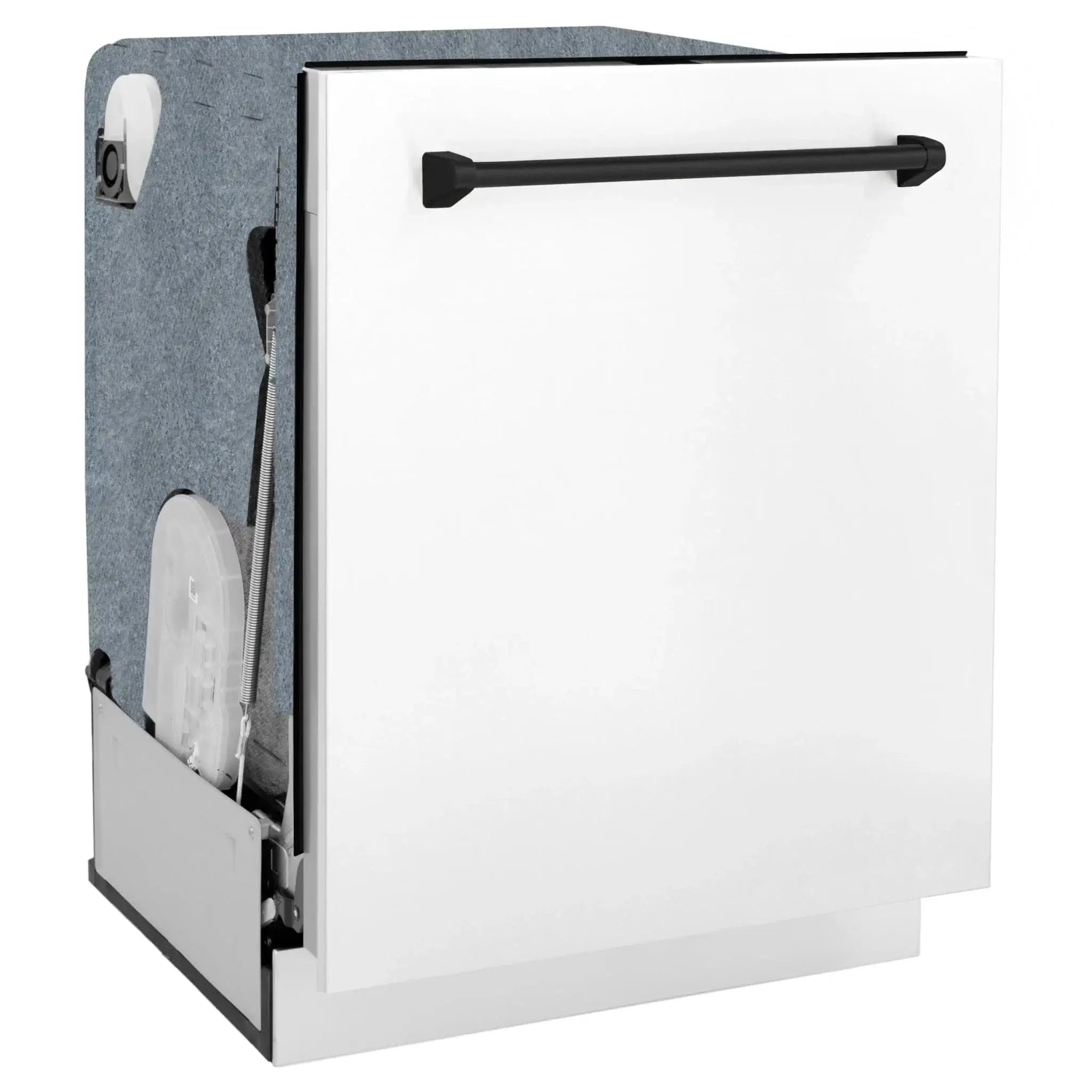 ZLINE Autograph 24" Dishwasher White Door, Black Handle DWMTZ-WM-24-MB by Farmhouse Kitchen and Bath
