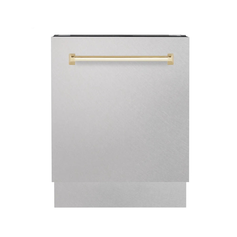 ZLINE Autograph 24" DuraSnow Dishwasher, Gold Handle DWVZ-SN-24-G by Farmhouse Kitchen and Bath