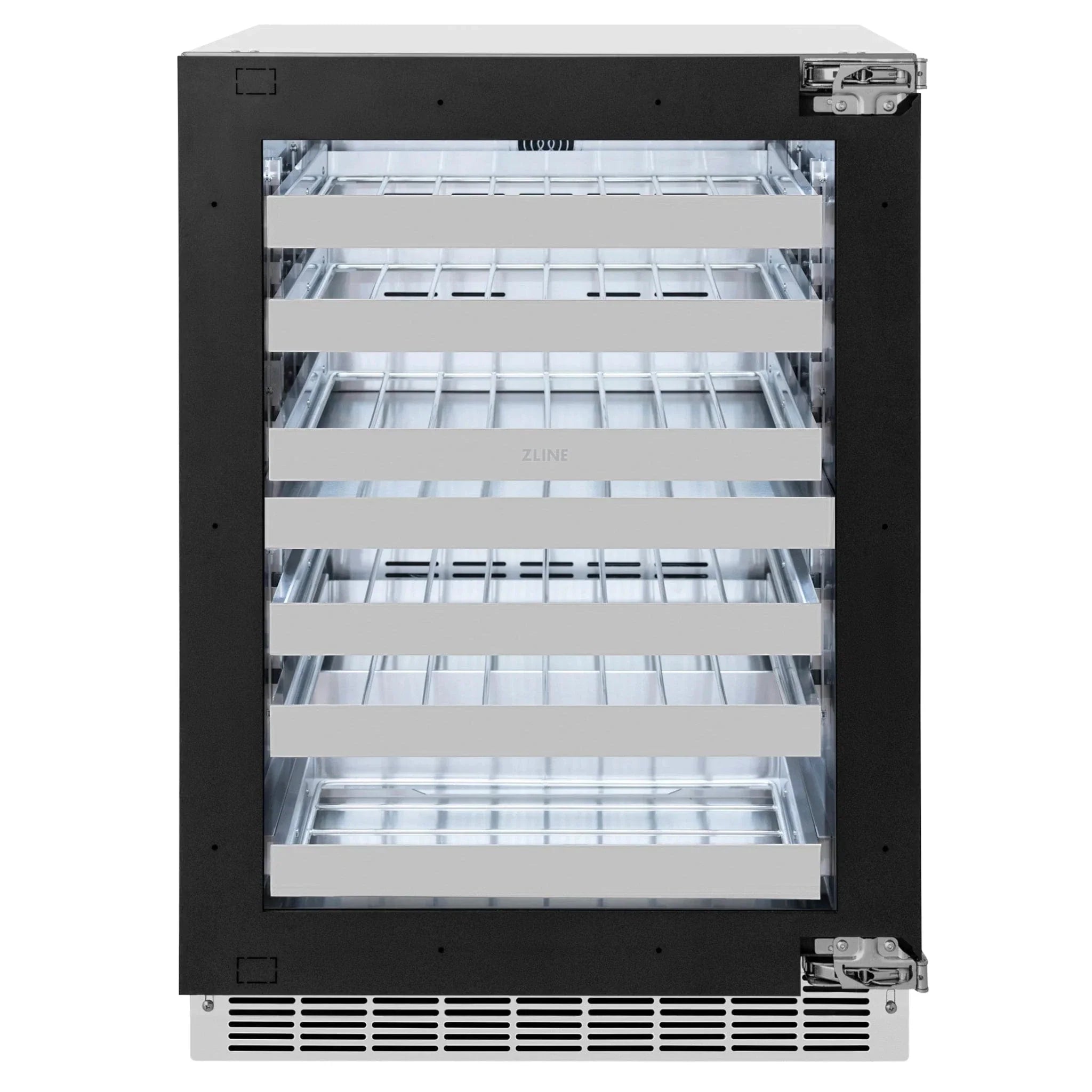 ZLINE Autograph 24 in. Dual Zone 44 Bottle Wine Cooler With Panel Ready Glass Door And Champagne Bronze Handle RWDPOZ-24-CB by Farmhouse Kitchen and Bath