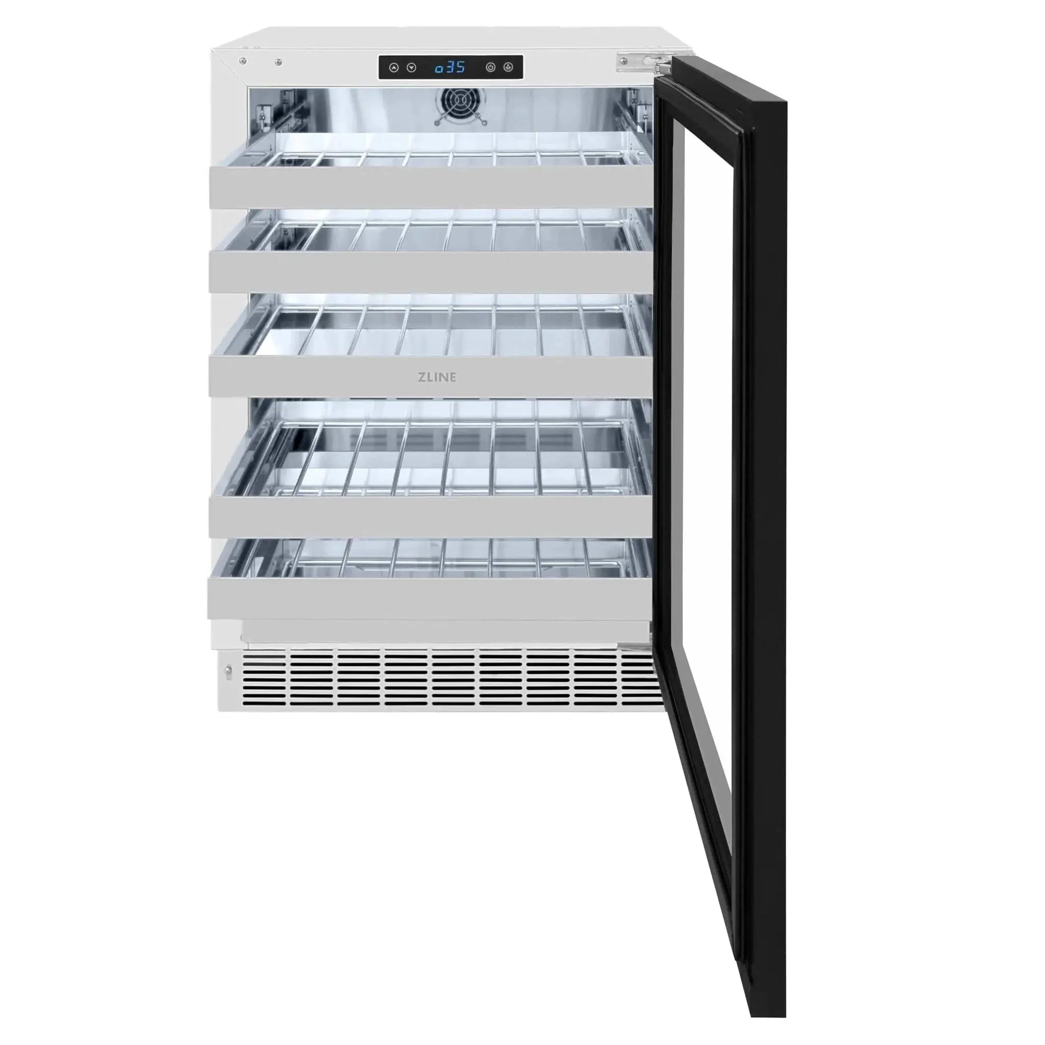 ZLINE Autograph 24 in. Dual Zone 44 Bottle Wine Cooler With Panel Ready Glass Door And Champagne Bronze Handle RWDPOZ-24-CB by Farmhouse Kitchen and Bath