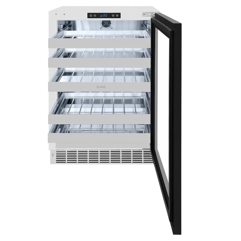 ZLINE Autograph 24 in. Dual Zone 44 Bottle Wine Cooler With Panel Ready Glass Door And Champagne Bronze Handle RWDPOZ-24-CB by Farmhouse Kitchen and Bath