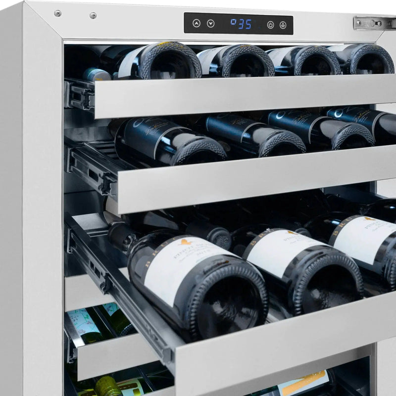 ZLINE Autograph 24 in. Dual Zone 44 Bottle Wine Cooler With Stainless Steel Glass Door And Matte Black Handle RWDOZ-GS-24-MB by Farmhouse Kitchen and Bath