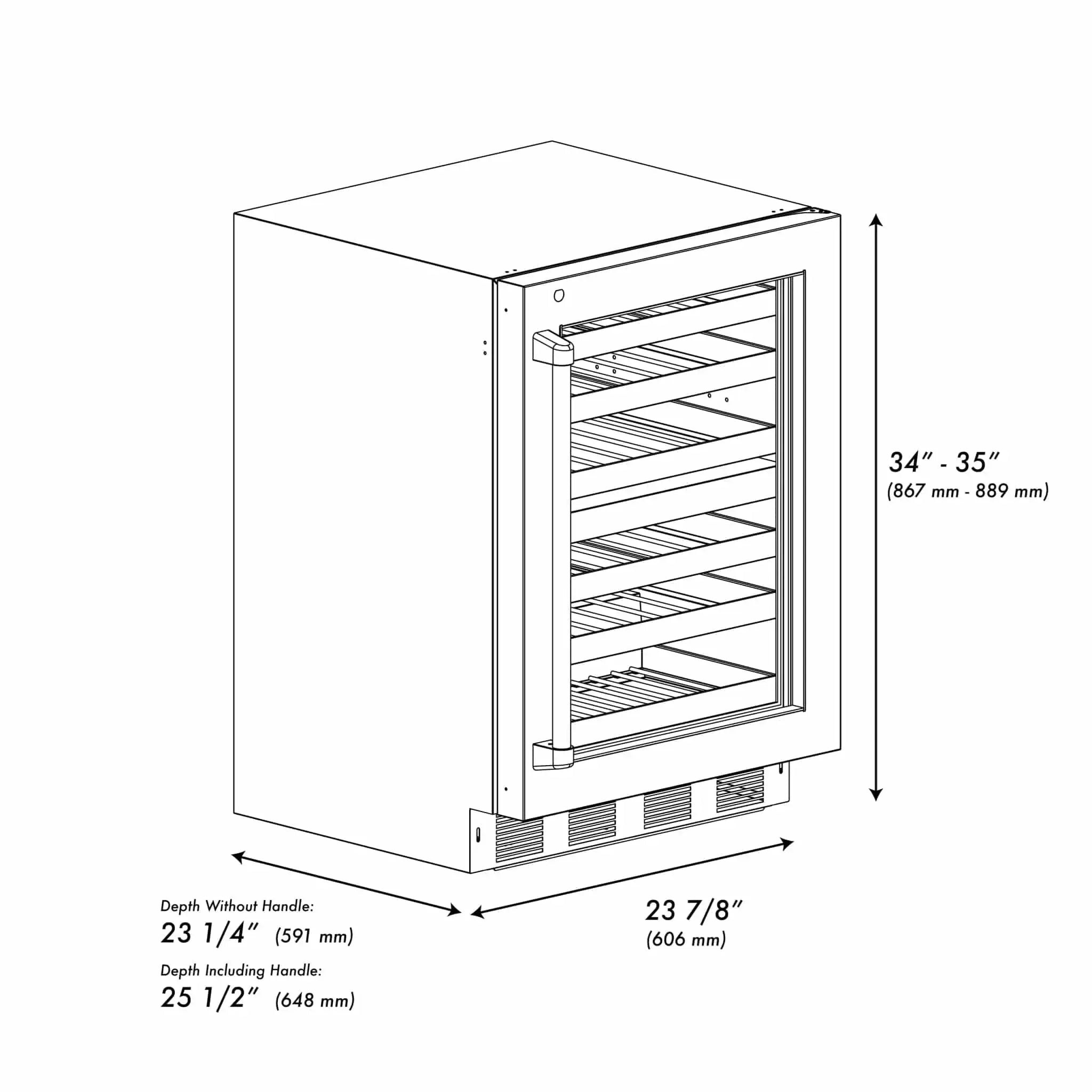 ZLINE Autograph 24 in. Dual Zone 44 Bottle Wine Cooler With Stainless Steel Glass Door And Polished Gold Handle RWDOZ-GS-24-G by Farmhouse Kitchen and Bath