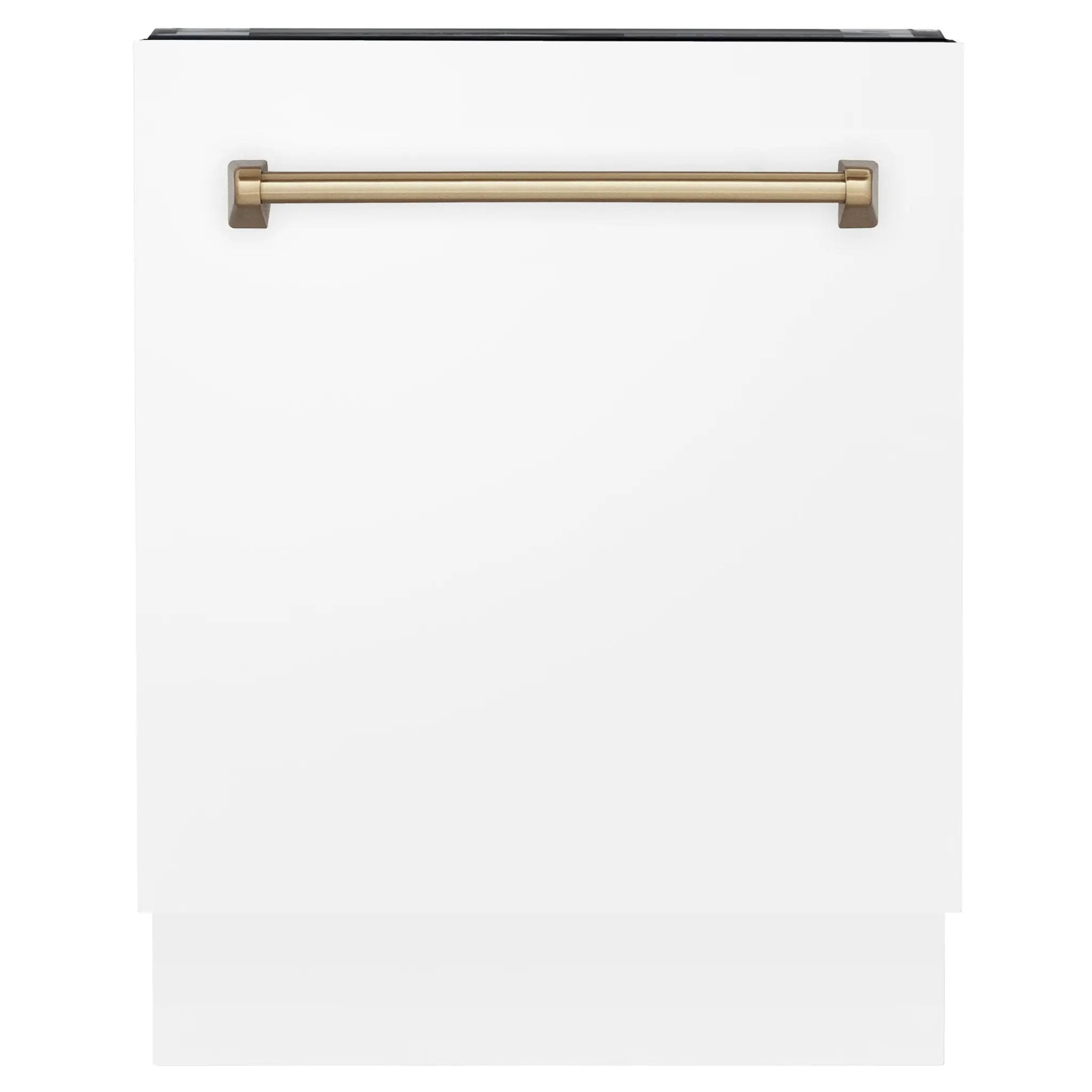 ZLINE Autograph 24" White Door Dishwasher, Bronze Handle DWVZ-WM-24-CB by Farmhouse Kitchen and Bath