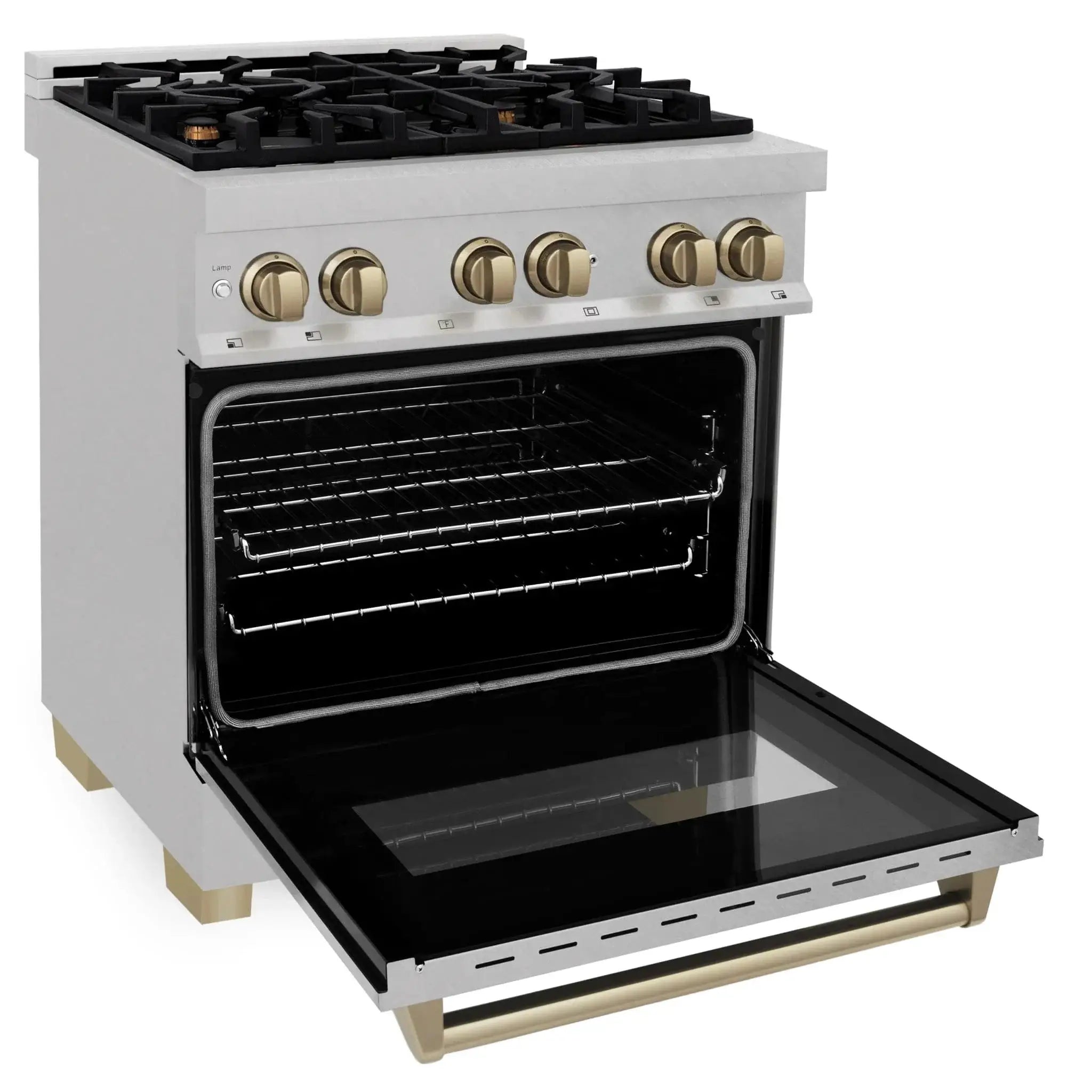 ZLINE Autograph 30" 4.0 cu. ft. Dual Fuel Range , Gas Stove Electric Oven Stainless Steel Champagne Bronze Accents RASZ-SN-30-CB by Farmhouse Kitchen and Bath
