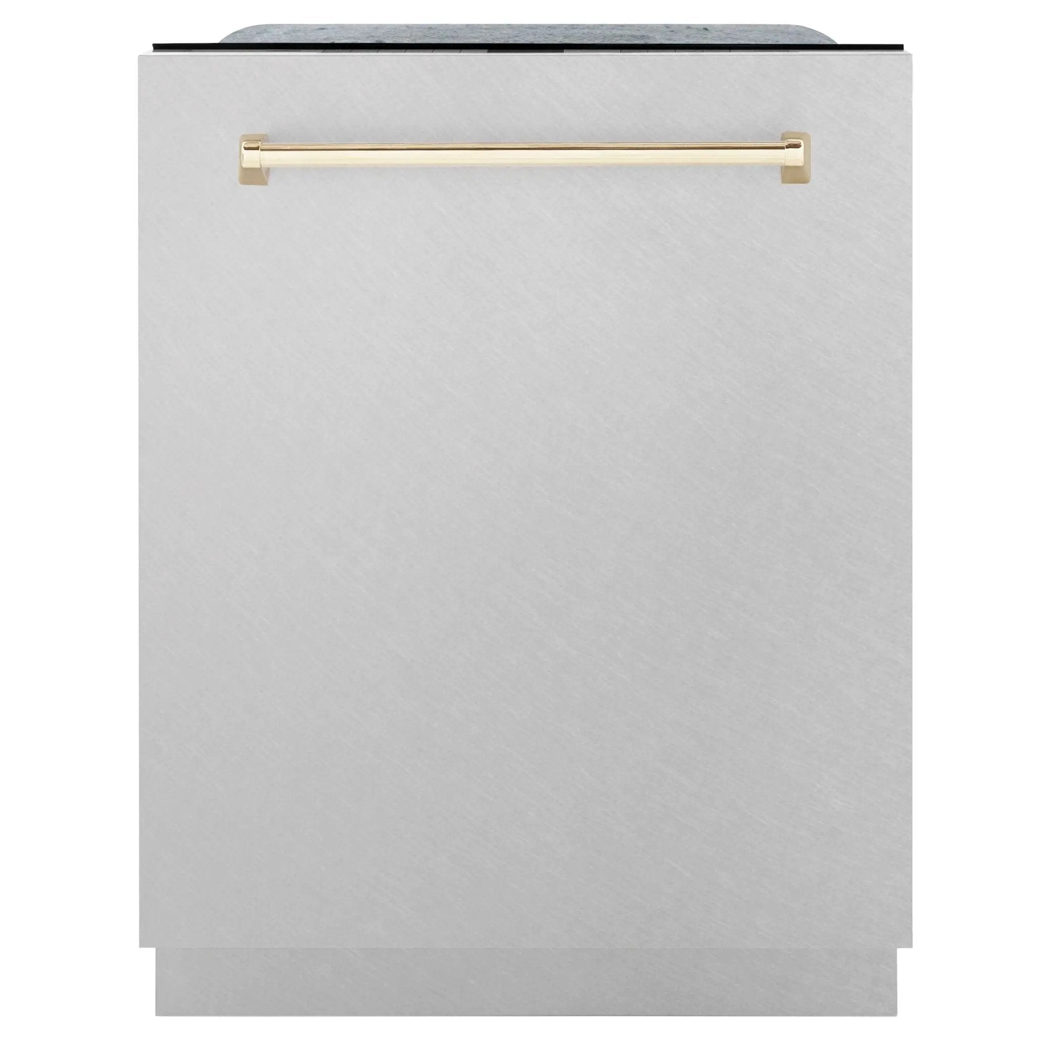 ZLINE Autograph Edition 24" Dishwasher DuraSnow, Gold DWMTZ-SN-24-G by Farmhouse Kitchen and Bath