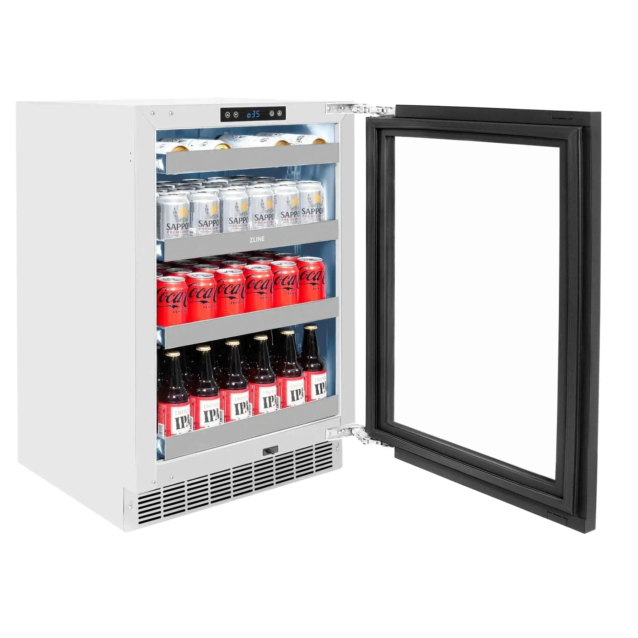 ZLINE Autograph Edition 24 in. Touchstone 151 Can Beverage Fridge With Panel Ready Glass Door And Champagne Bronze Handle RBSPOZ-24-CB by Farmhouse Kitchen and Bath