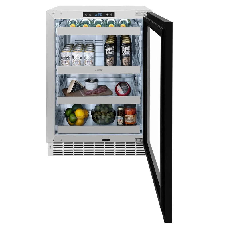 ZLINE Autograph Edition 24 in. Touchstone 151 Can Beverage Fridge With Panel Ready Glass Door And Champagne Bronze Handle RBSPOZ-24-CB by Farmhouse Kitchen and Bath