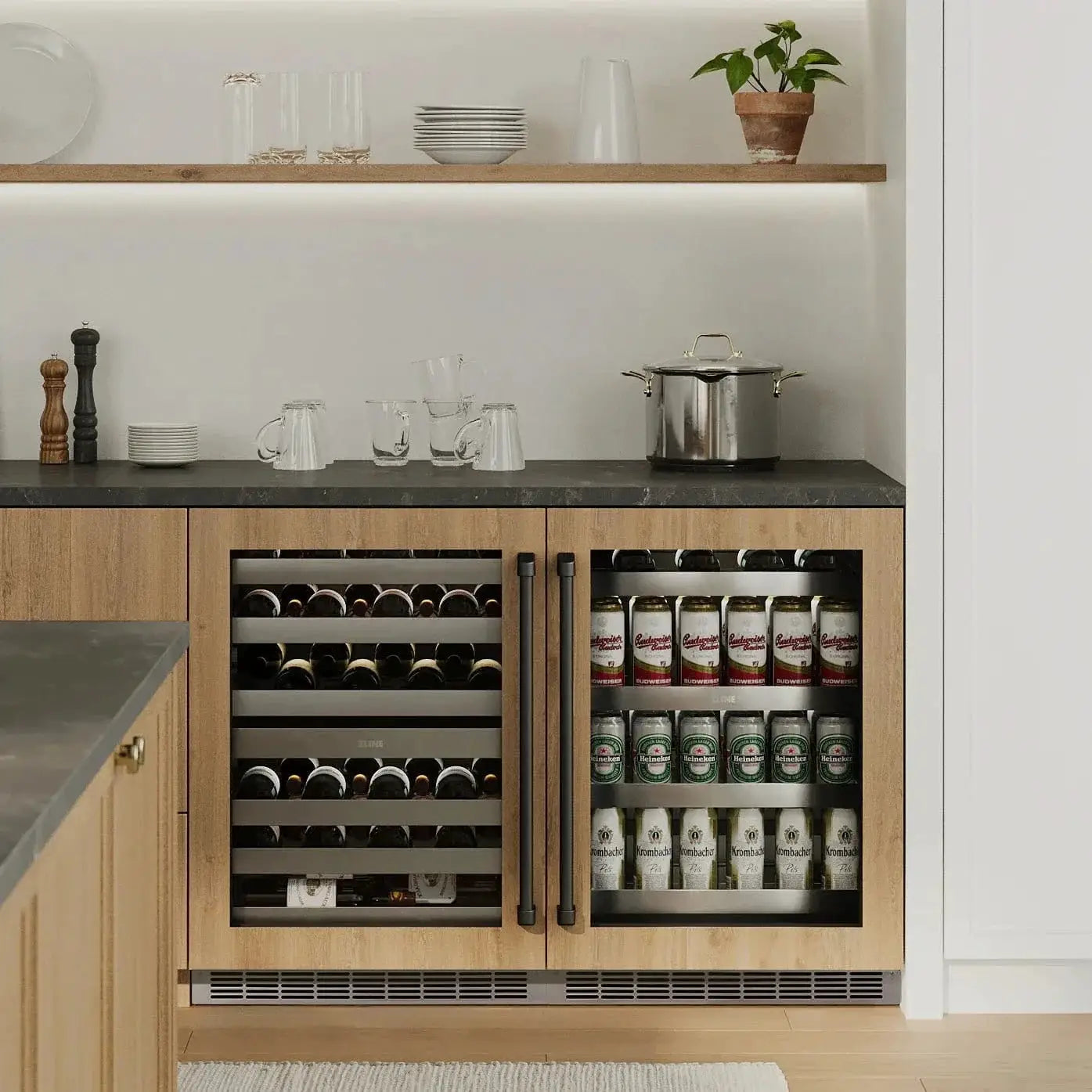 ZLINE Autograph Edition 24 in. Touchstone 151 Can Beverage Fridge With Stainless Steel Glass Door And Matte Black Handle RBSOZ-GS-24-MB by Farmhouse Kitchen and Bath