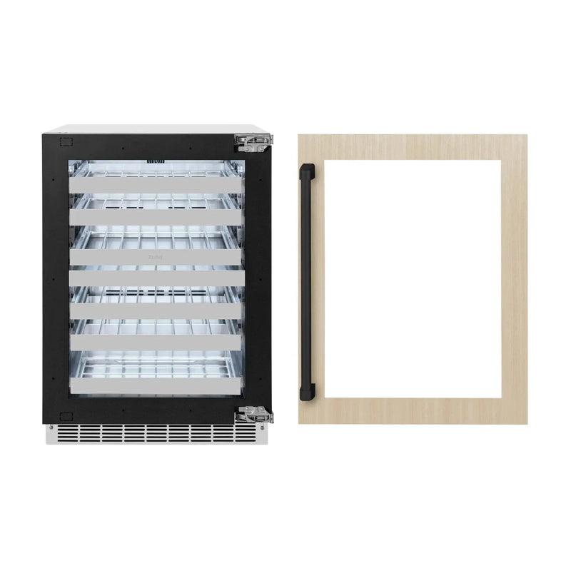 ZLINE Autograph Edition 24 in. Touchstone Dual Zone 44 Bottle Wine Cooler With Panel Ready Glass Door And Matte Black Handle RWDPOZ-24-MB by Farmhouse Kitchen and Bath