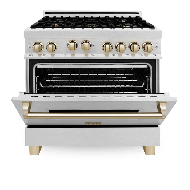 ZLINE Autograph Edition 36" Dual Fuel Range, Gold Accents, RAZ-36-G by Farmhouse Kitchen and Bath