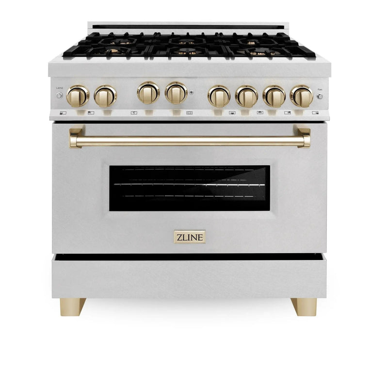 ZLINE Autograph Edition 36" Dual Fuel Range, Gold Accents, RAZ-36-G by Farmhouse Kitchen and Bath